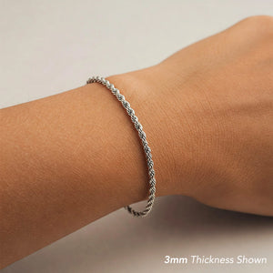 Solid Sterling Silver Rope Chain Bracelet