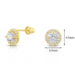 10K Yellow Gold round Halo Stud Earrings