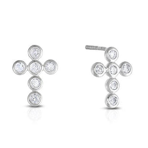 Elegant Classic Cross Stud Earrings for Girls in 14K Gold