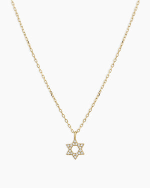 14K Diamond Star of David Necklace