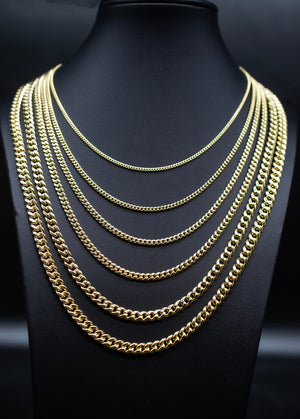 10K Real Gold Miami Cuban Link Chain Necklace and Bracelet,10K Gold Miami Cuban 2Mm - 6.8Mm, 10K Gold Chain, Real Gold Men and Women Chain