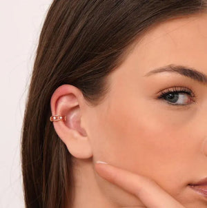 Dainty Baguette & round CZ Conch Ear Cuff Earrings • 925 Sterling Silver • Tragus Helix Studs • Gold Cartilage Stud • Diamond Stud Earrings
