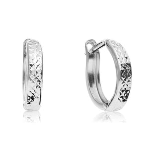 Stunning 14K Solid Gold Diamond-Cut Huggie Hoop Earrings for Women and Kids.