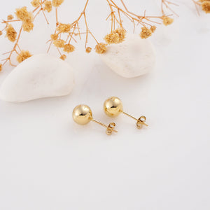 14K Gold Ball Stud Earrings 5Mm Solid Yellow Gold Studs Minimalist Everyday Jewelry Push Back Earrings Gift for Her Women