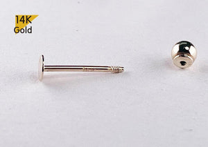14K Solid Gold Thin Circle Earrings - 3mm & 4mm Piercing with Screw Ball Ends, Available in 4mm, 6mm & 8mm Post Barbell.