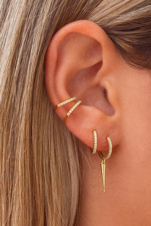 Dainty & Minimalist Pave CZ Huggie Hoop Earrings