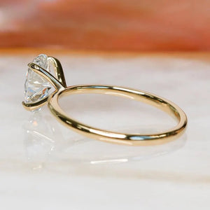 Oval Moissanite Engagement Ring: 14K Yellow Gold Promise Ring