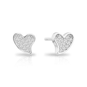 CZ Curved Heart Stud Earrings, 1016 in Sterling Silver