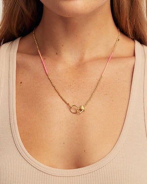 Scallop Padlock Sunset Necklace NikNenz™ Premium Gold & Diamonds