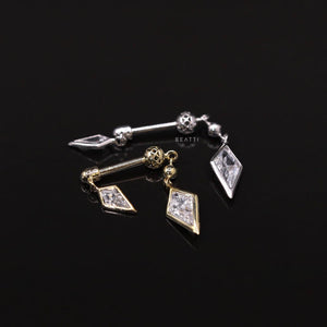 BEATTI Riké • 14K Solid Gold Double Diamond Barbell • Cartilage Earring • Forward Helix