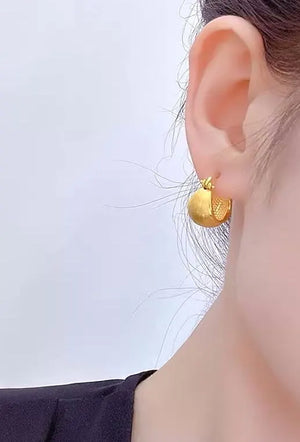 24K Pure Gold, 24K Gold Earrings, Gold U Shape Earrings, Gold Hoop Earrings, Gold Huggies, 24K Solid Gold Earrings, Gold Statement Earrings