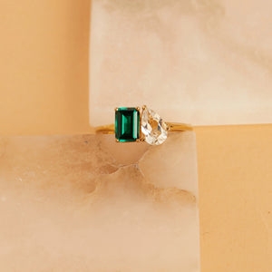 Toi Et Moi Gemstone Classic Ring NikNenz™ Premium Gold & Diamonds