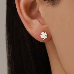 Four Leaf Clover Stud Earrings in Sterling Silver, Irish Earrings, Silver Gold or Rose Gold