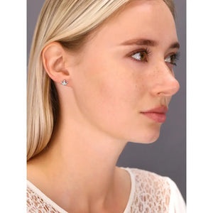 Glamorous CZ Royal Princess Crown Sterling Silver Stud Earrings.