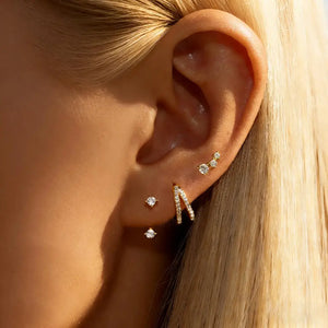 Gold Plated Earrings Set for Women Cubic Zirconia Stud Hoop Earrings Stack Female Casual Daily Jewelry Accessories