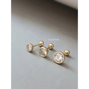 Gold Screw Earrings, 14K Solid Gold Earrings, Real Gold Earrings, Spring and Summer Dainty Earrings, Elegant Earrings, Gift for Her