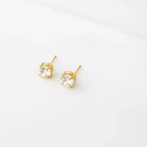 Gold Swarovski Crystal Stud Earrings - Elegant 8Mm Single Stone