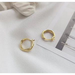 Gold Twisted Hoop Earrings: 18K Gold Plated Sterling Silver