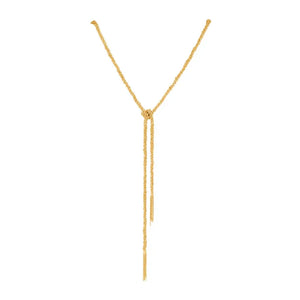 GOLD WOVEN THREAD LARIAT KNOT NECKLACE