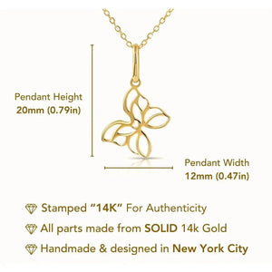 Gorgeous 14K Yellow Gold Butterfly Pendant Necklace - 18" Adjustable Chain