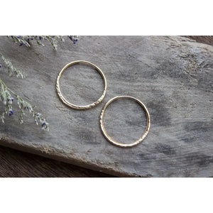 Hammered Gold Hoop Earrings, Textured Small Gold Earring Hoops, Medium 14K Gold Filled Simple Hoops, Hand Forged 25Mm - #04AE-05-043