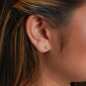 Handmade 18K Gold Plated Ball Stud Earrings, Hypoallergenic 4Mm