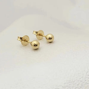 Handmade 18K Gold Plated Ball Stud Earrings, Hypoallergenic 4Mm