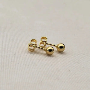 Handmade 18K Gold Plated Ball Stud Earrings, Hypoallergenic 4Mm