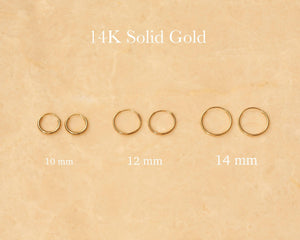 Chic 14K Solid Gold Endless Hoop Earrings - Elegant Tiny Huggie Hoops for Every Occasion.