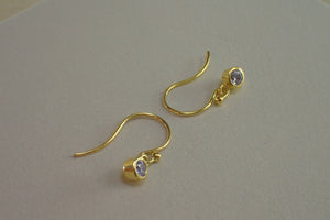 Bezel Set Drop Earrings, Diamond Dangle Earrings, Crystal Drop Earrings, Minimalist Earrings