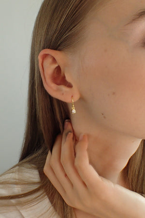 Bezel Set Drop Earrings, Diamond Dangle Earrings, Crystal Drop Earrings, Minimalist Earrings
