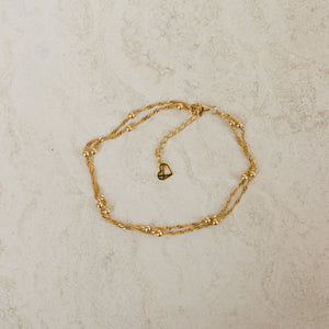 Duo Bead Chain Bracelet by Caitlyn Minimalist • Dainty Gold Bracelet • Fine Beaded Chain Bracelet • Birthday Gifts for Women • BR016