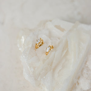 Dainty Huggie Earrings by Caitlyn Minimalist • Marquise Diamond Hoops • Diamond Earrings • Minimalist Earrings • ER120