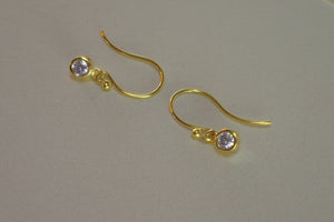 Bezel Set Drop Earrings, Diamond Dangle Earrings, Crystal Drop Earrings, Minimalist Earrings