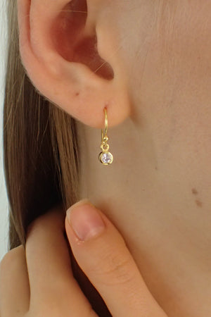 Bezel Set Drop Earrings, Diamond Dangle Earrings, Crystal Drop Earrings, Minimalist Earrings