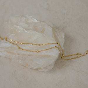 Duo Bead Chain Bracelet by Caitlyn Minimalist • Dainty Gold Bracelet • Fine Beaded Chain Bracelet • Birthday Gifts for Women • BR016