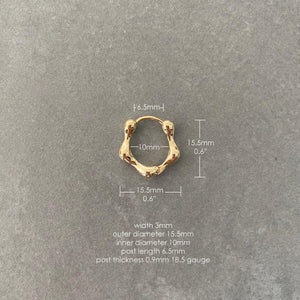 Elegant 14K Solid Gold Huggie Hoop Earrings - 15.5mm Hinged Design for Women.