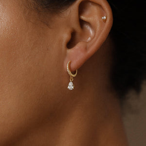 Elegant Diamond Hoop Earrings - Dangle Drop Pavé Huggie Hoops, Perfect Minimalist Gift for Her.