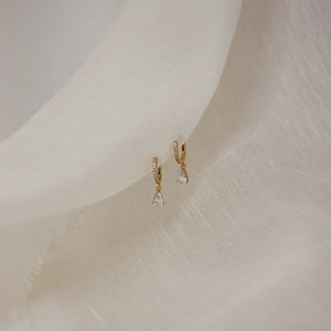 Elegant Diamond Hoop Earrings - Dangle Drop Pavé Huggie Hoops, Perfect Minimalist Gift for Her.