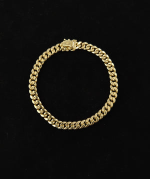 14K Yellow Gold 5.8Mm Miami Cuban Chain Bracelet Box Clasp Lock Real 14K Yellow Gold, Men and Women,14K Gold Bracelet, 14K Gold Miami Cuban