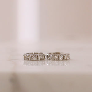 Lab Grown Chunky Diamond Huggie Earring, Wide Diamond Huggie Hoop Earring, 14K Gold Lab Diamond Hoop, Diamond Huggie Earring, Single or Pair