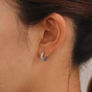 Lab Grown Chunky Diamond Huggie Earring, Wide Diamond Huggie Hoop Earring, 14K Gold Lab Diamond Hoop, Diamond Huggie Earring, Single or Pair