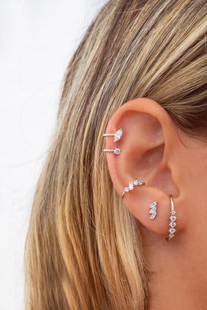Dainty & Minimalist 4 Prongs CZ Ear Lobe Cuff Earrings