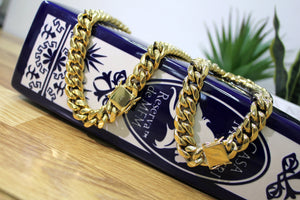 14K Gold Filled Miami Cuban Link 12Mm Unisex Chain Featuring Micro Pave Cubic Zirconia Double Safe Box Lock Clasp, Wholesale Jewelry