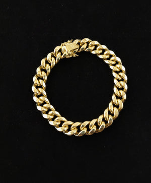 10K Real Gold Miami Cuban Chain Bracelet , 10K Yellow Gold 3-11.5 Mm Men and Women,10K Gold Chain,10K Real Gold Miami Cuban Bracelet
