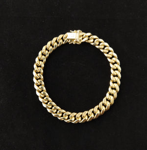 10K Real Gold Miami Cuban Chain Bracelet , 10K Yellow Gold 3-11.5 Mm Men and Women,10K Gold Chain,10K Real Gold Miami Cuban Bracelet