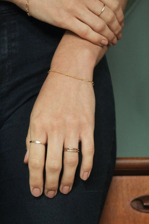 Elegant Gold Satellite Bracelet - Dainty Beaded Chain for a Minimalist Gift She'll Adore.