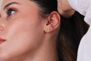 Dainty 14K Solid Gold Sun Stud Earrings - Perfect Celestial Gift for Her.