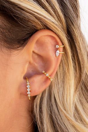 Dainty & Minimalist 4 Prongs CZ Ear Lobe Cuff Earrings
