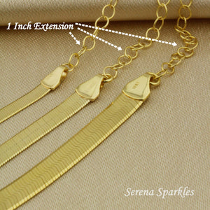 10K Solid Gold Herringbone Chain Bracelet Made in Italy, Real Gold Snake Chain Bracelet 3Mm, 4Mm, 5Mm